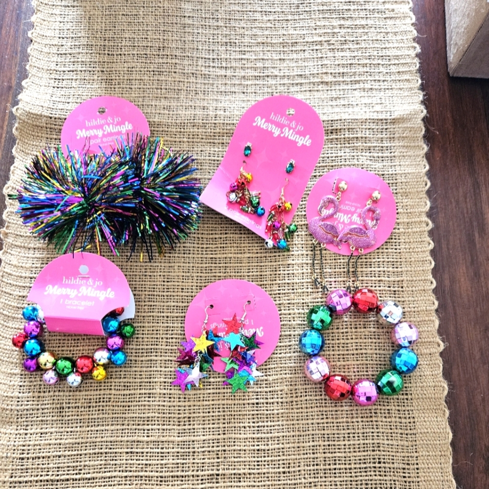 Festive Accessory Set - Multicolor. Earrings And Bracelets